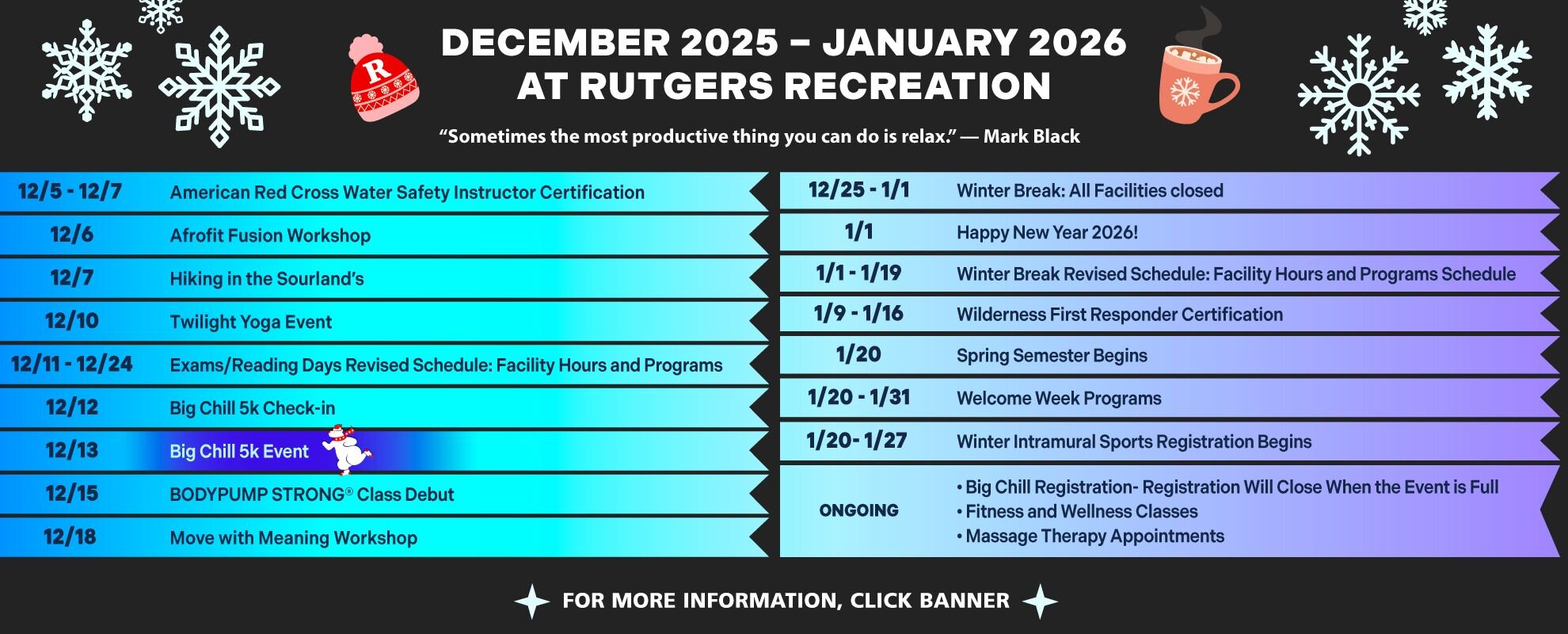 December 2025 Program Calendar