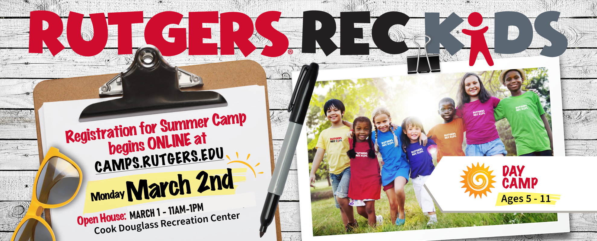 Banner advertising Open House on March 1 from 11AM-1PM and registration opening on March 2nd