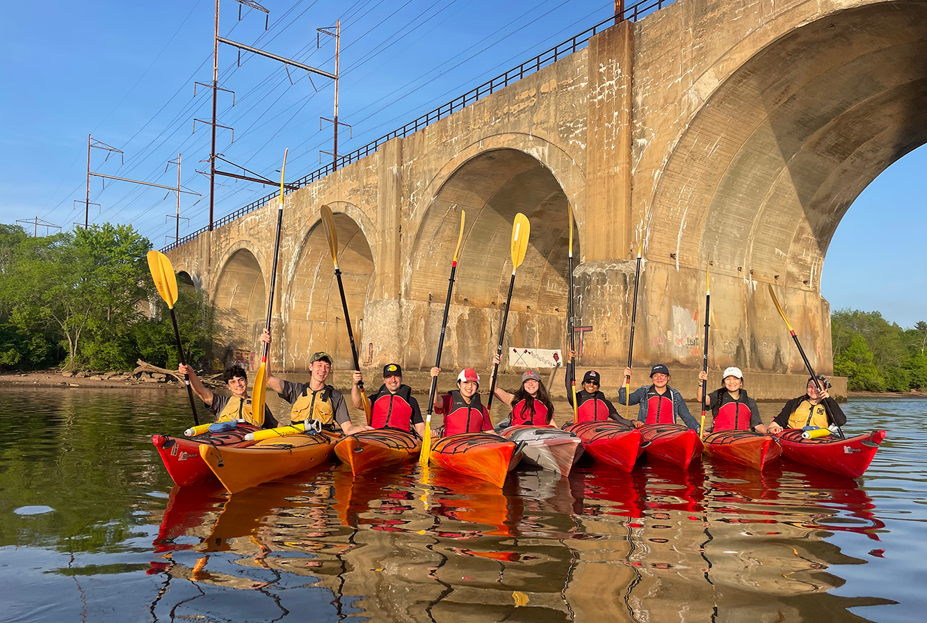 Rutgers University Students Go Outdoors on the Sunset Kayaking Trip on the Raritan River