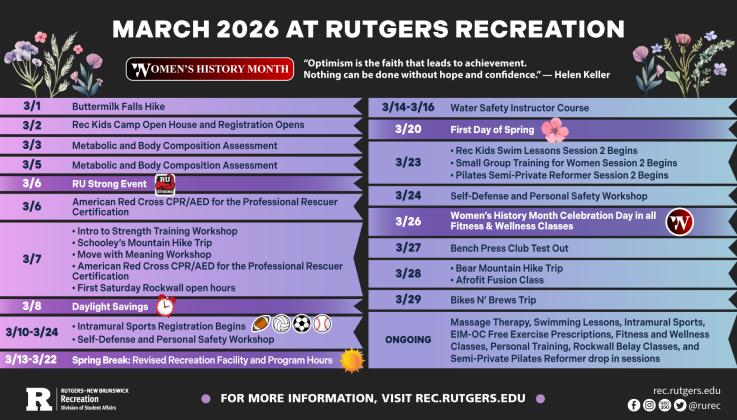 March Recreation Program Calendar